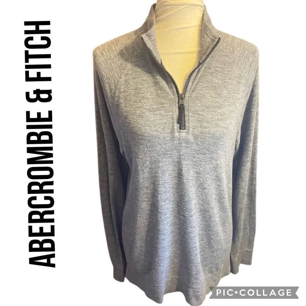 Abercrombie & Fitch Long Sleeve Half Zip Gray Pullover Sweater Size Small